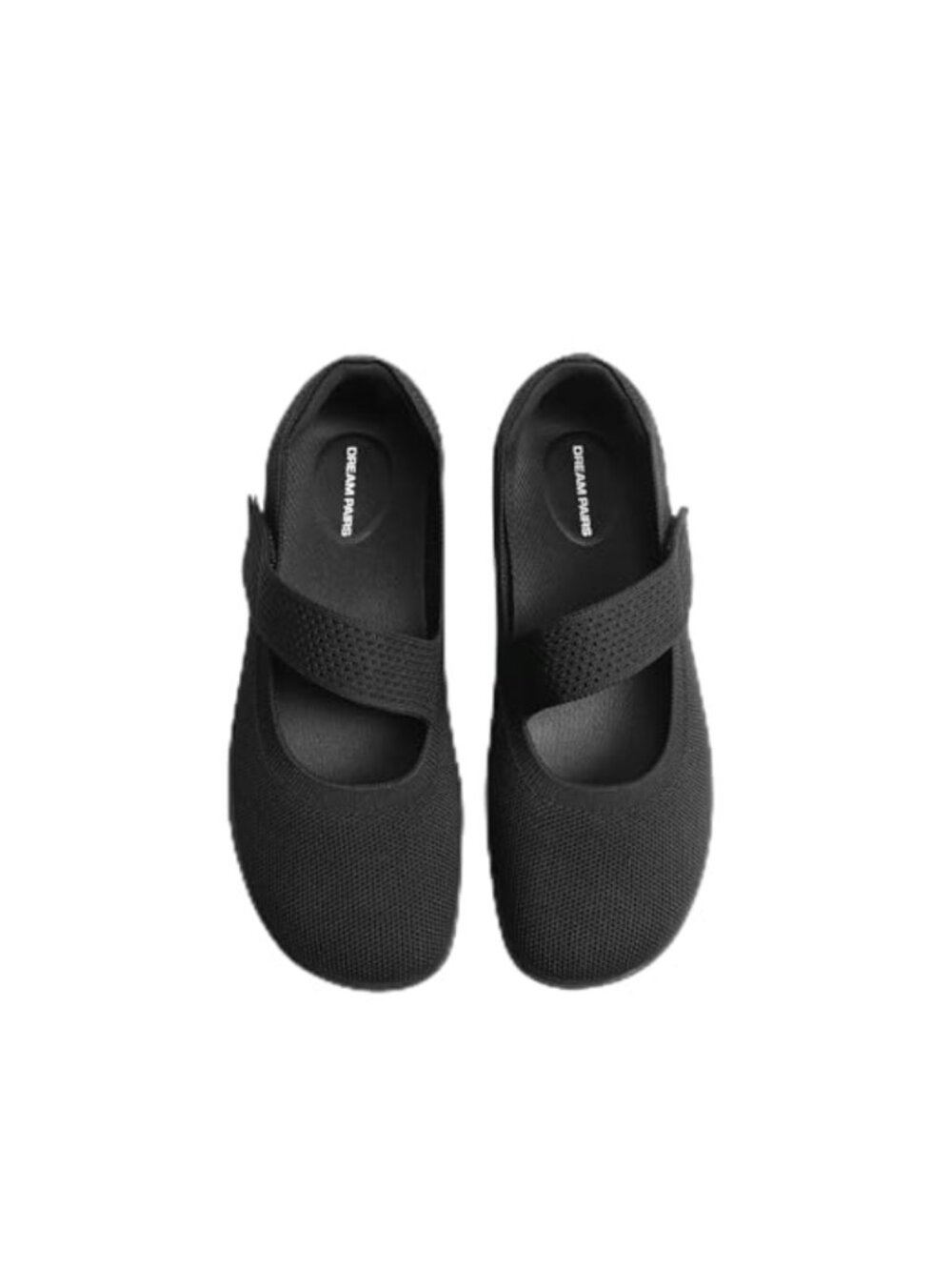 Women's Wide Toe Mary Jane Ballet Flats Knit Arch Support Washable